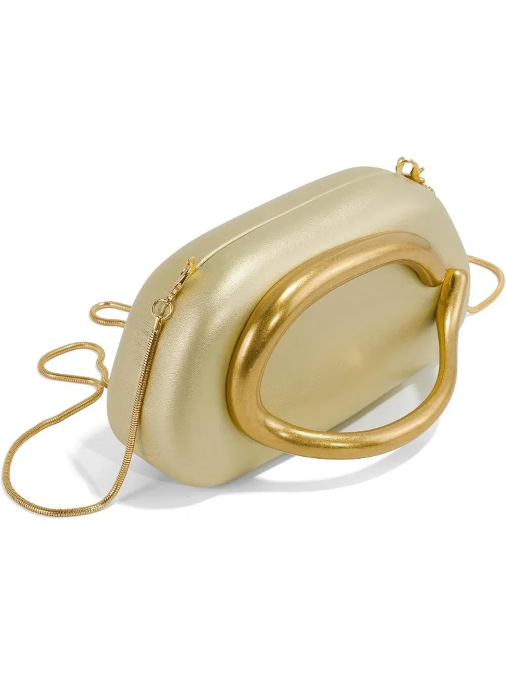 👜Women's Leather Gold Acrylic Clutch Gold Handle Evening Bag Party